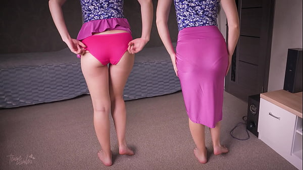 Full Back Panty Line Tease In Long Silk Skirt